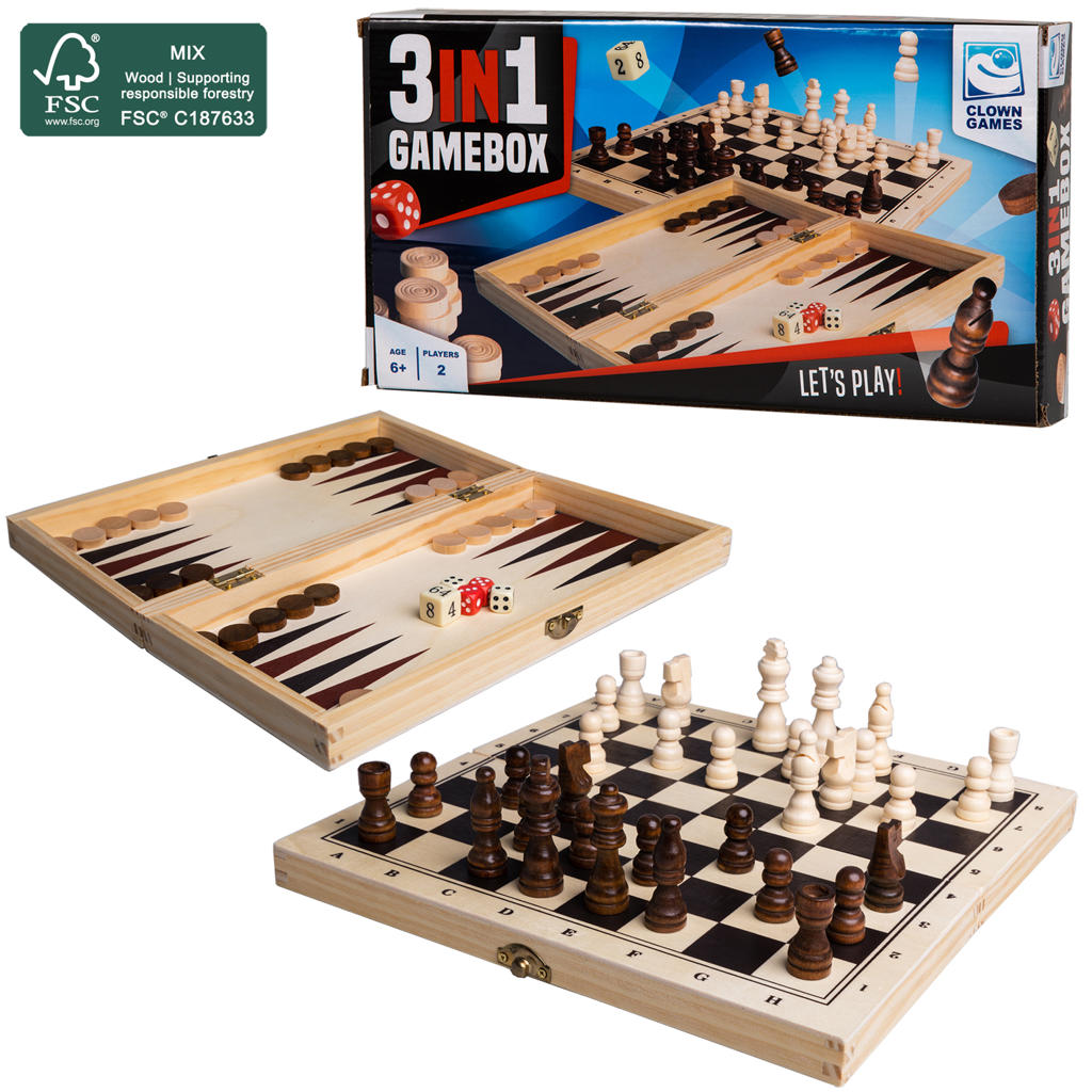 Clown Games 3-In-1 Spellendoos Hout