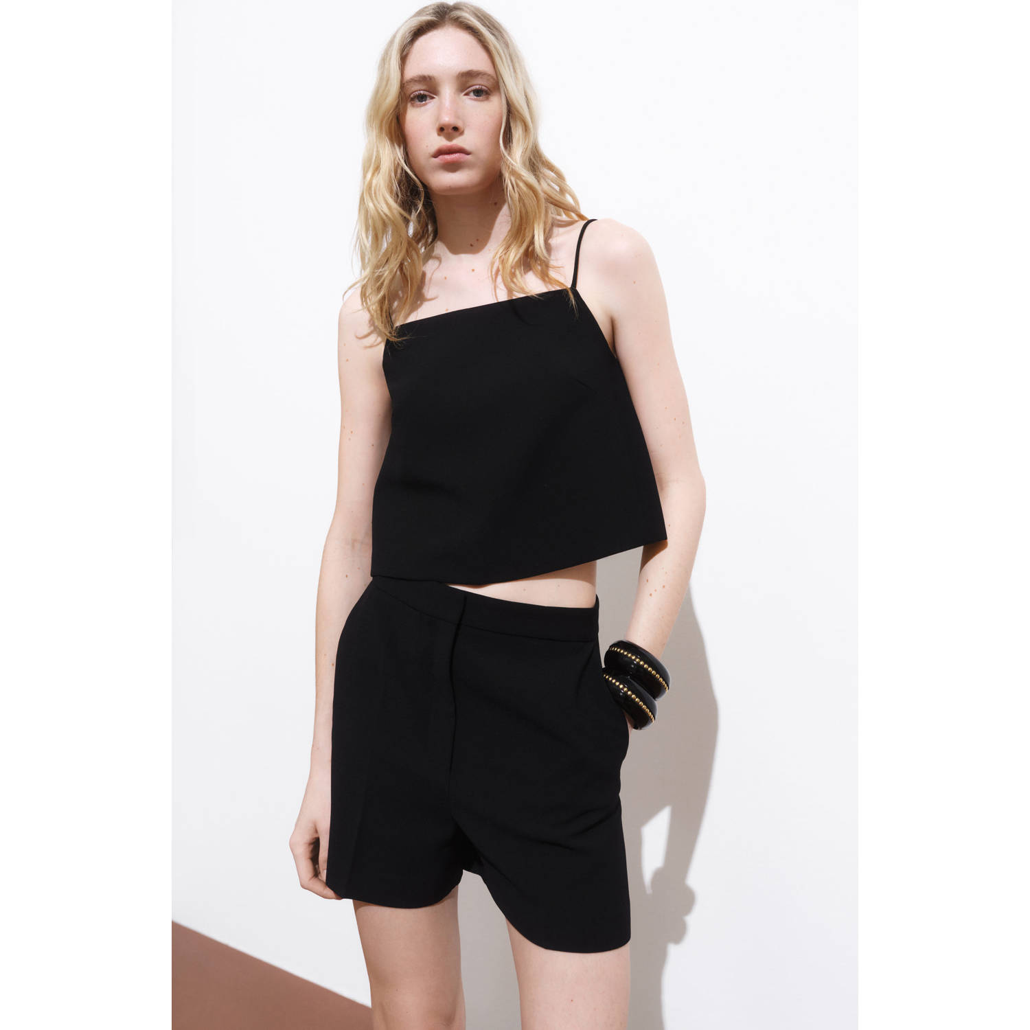 Mango cropped top zwart