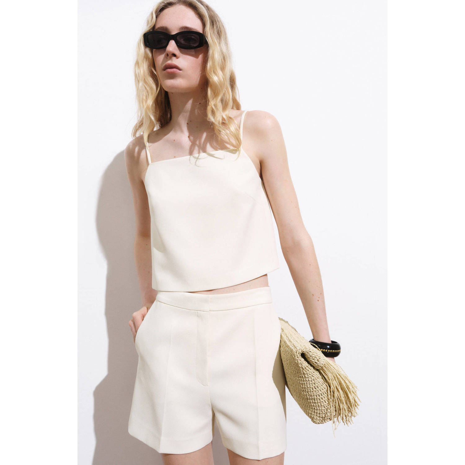 Mango cropped top ecru