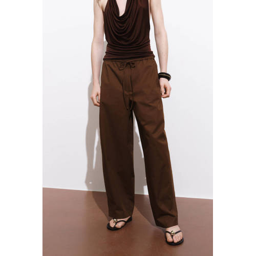 Mango straight regular waist casual broek bruin afbeelding