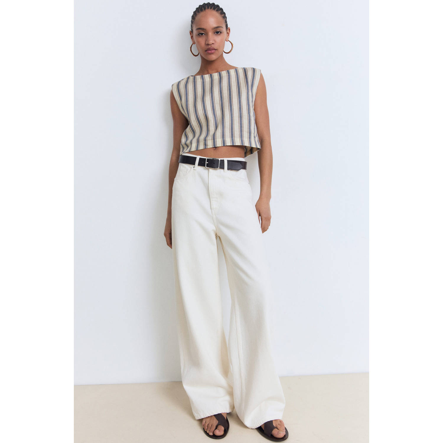 Mango linnen top ecru