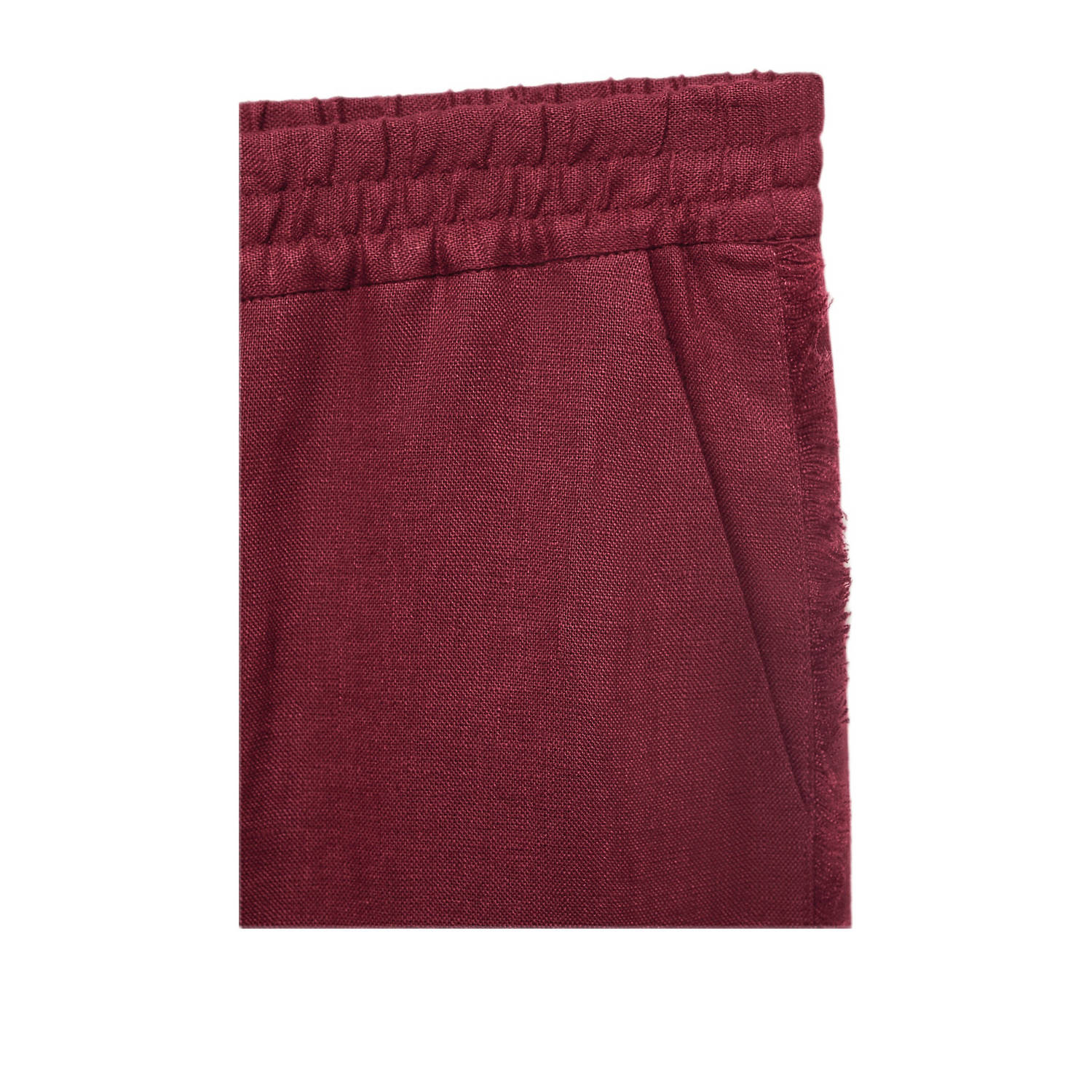 Mango linnen wide leg regular waist broek donkerrood