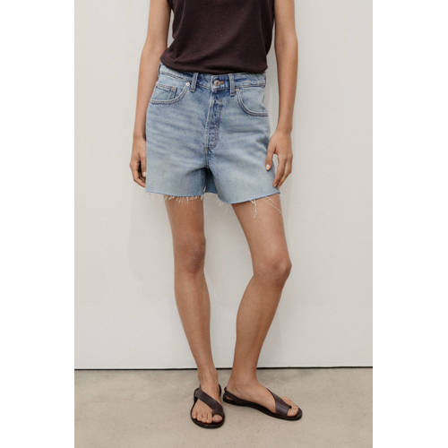 Mango denim straight regular waist short medium blue denim afbeelding