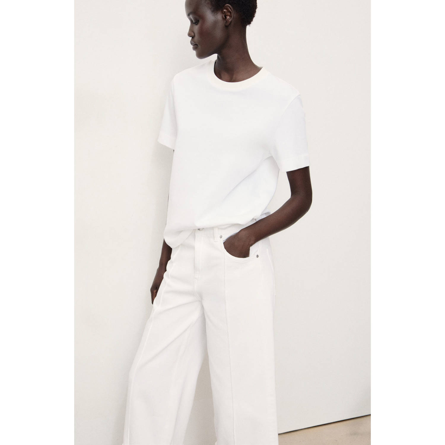 Mango wide leg jeans wit