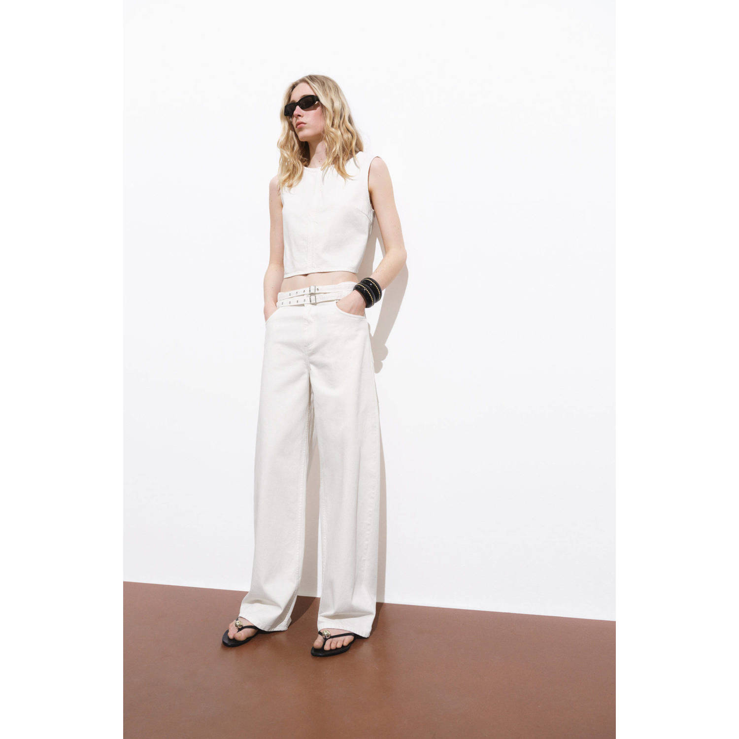 Mango wide leg jeans ecru