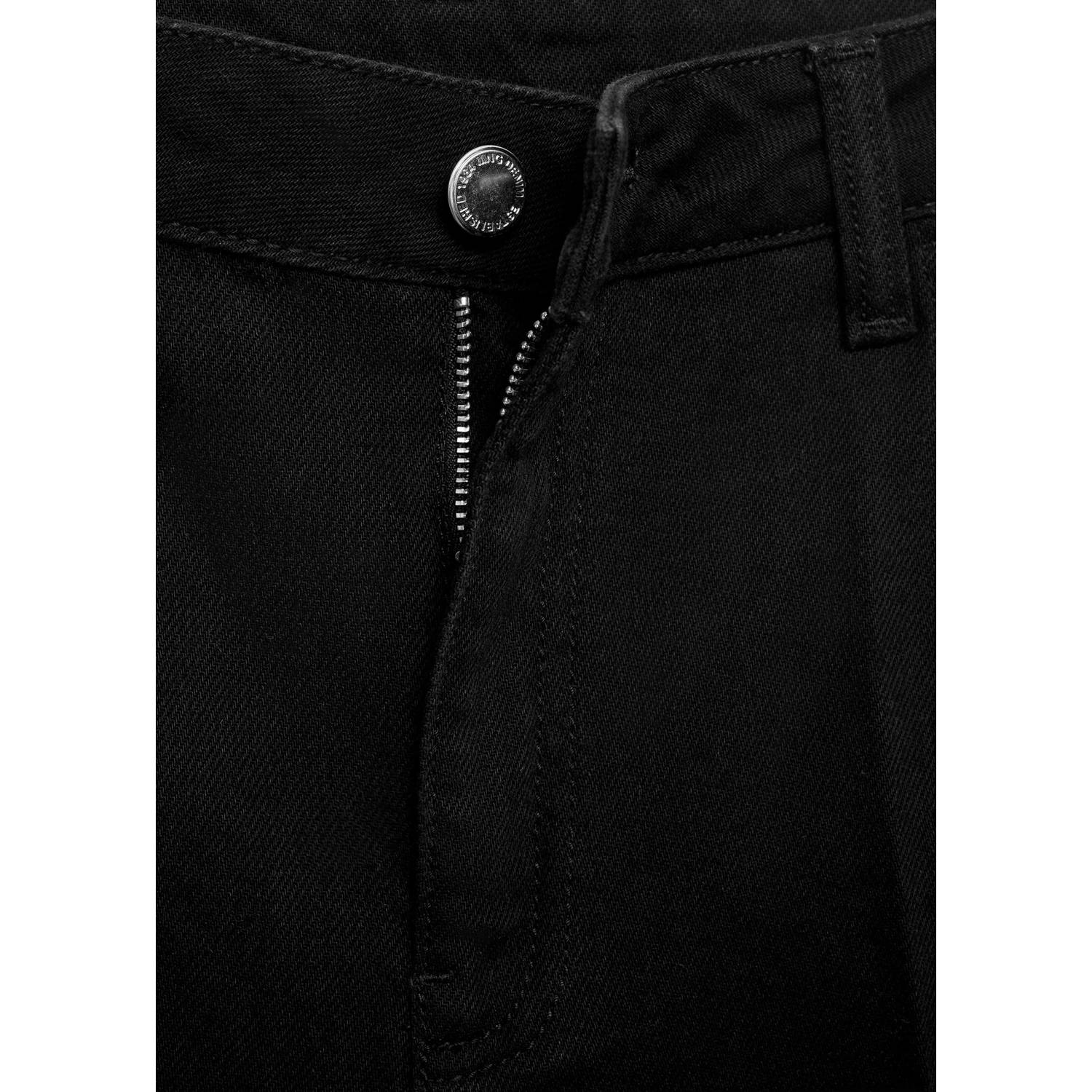 Mango denim straight regular waist short zwart