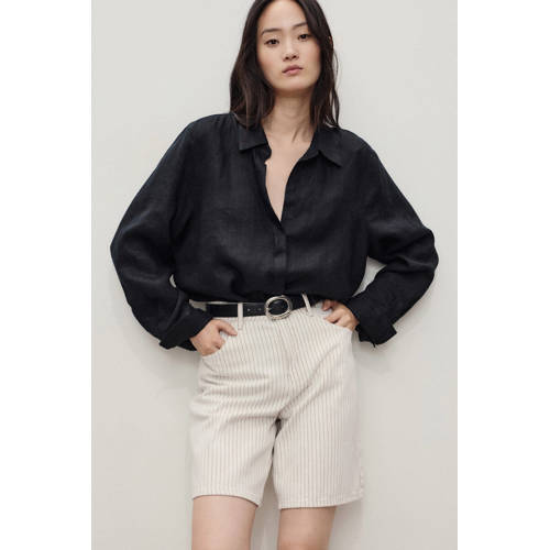 Mango denim wide leg high waist short ecru afbeelding