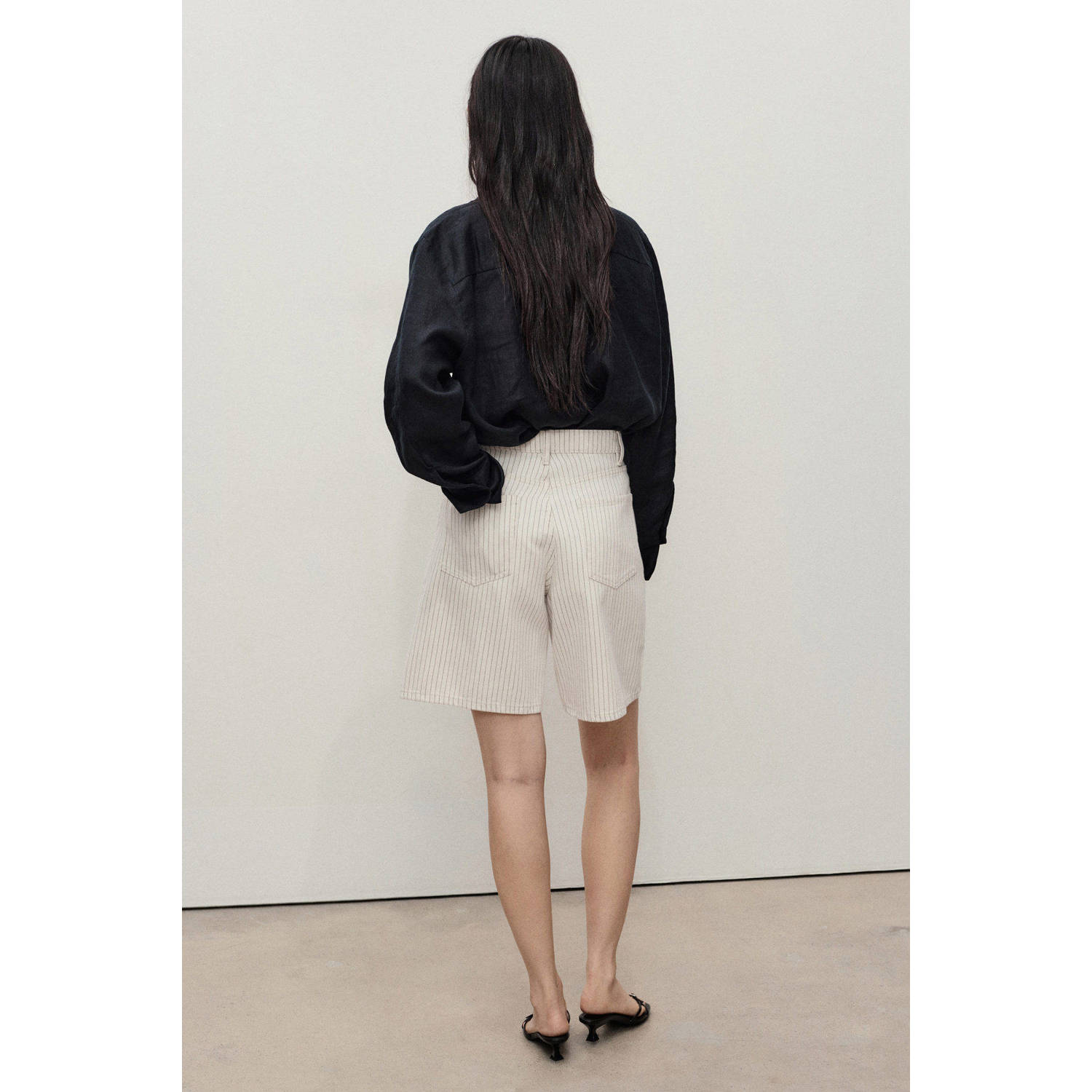 Mango denim wide leg high waist short ecru