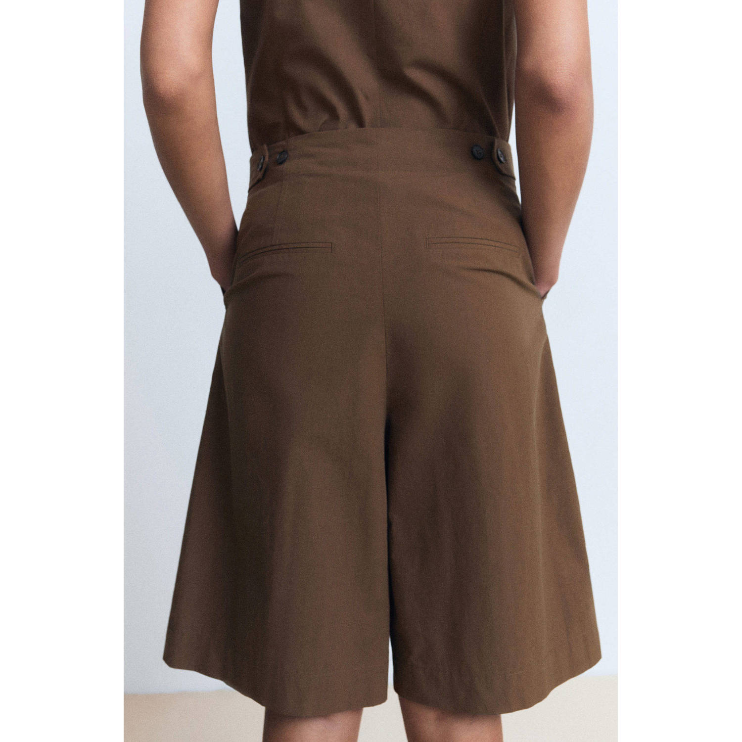 Mango straight regular waist bermuda short bruin