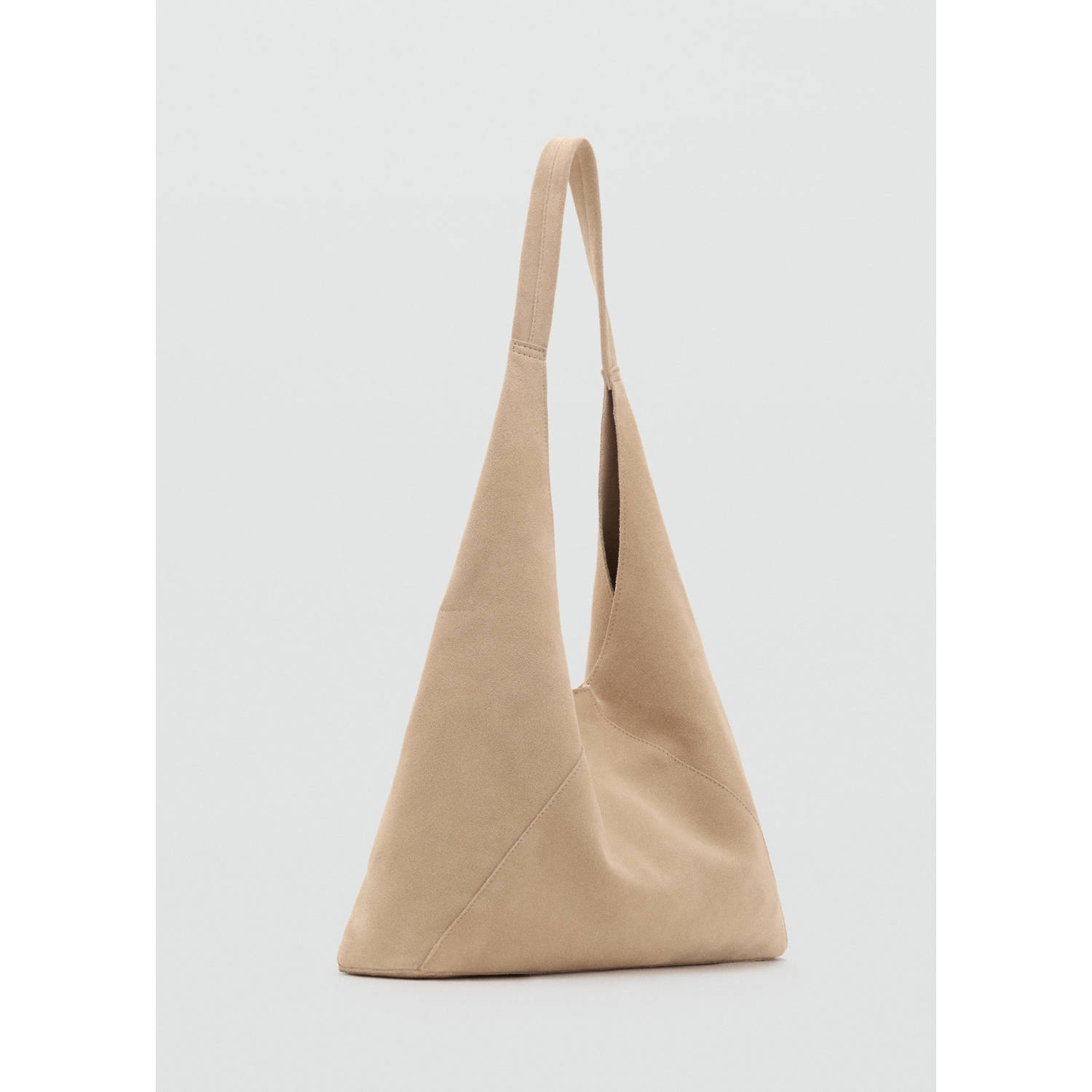 Mango suede schoudertas beige