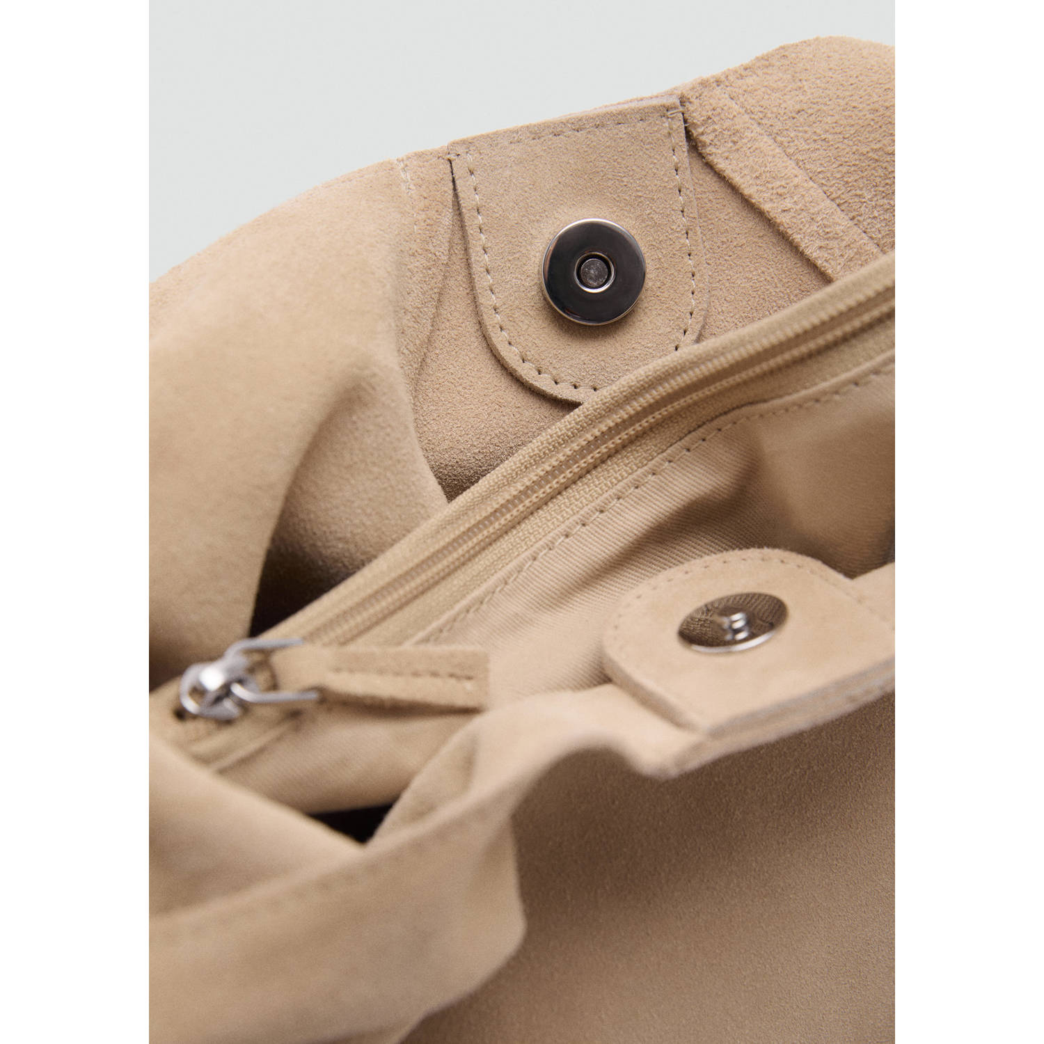 Mango suede schoudertas beige