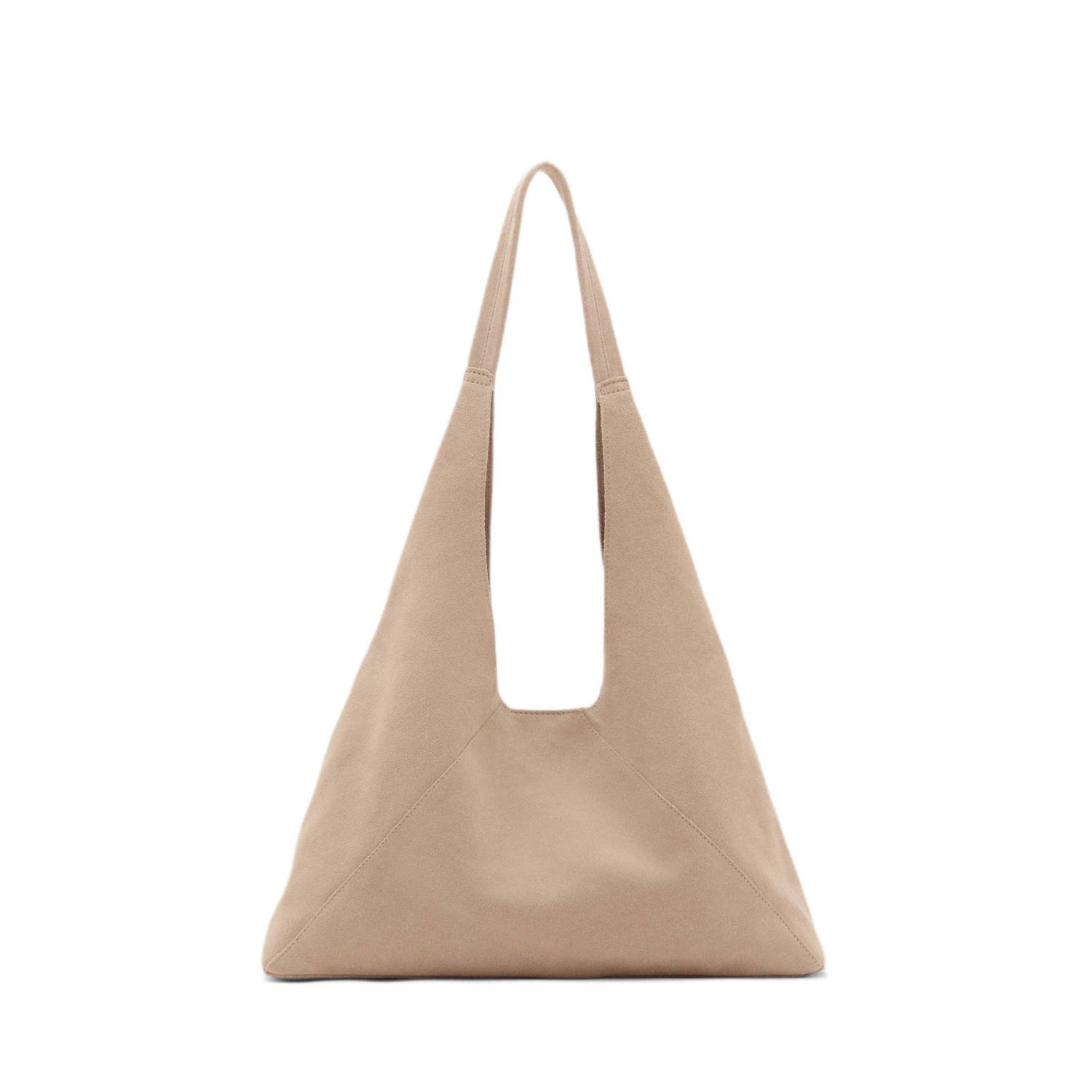 Mango suede schoudertas beige