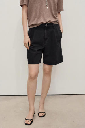 denim wide leg regular waist short antraciet