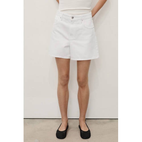 Mango denim wide leg regular waist short wit afbeelding