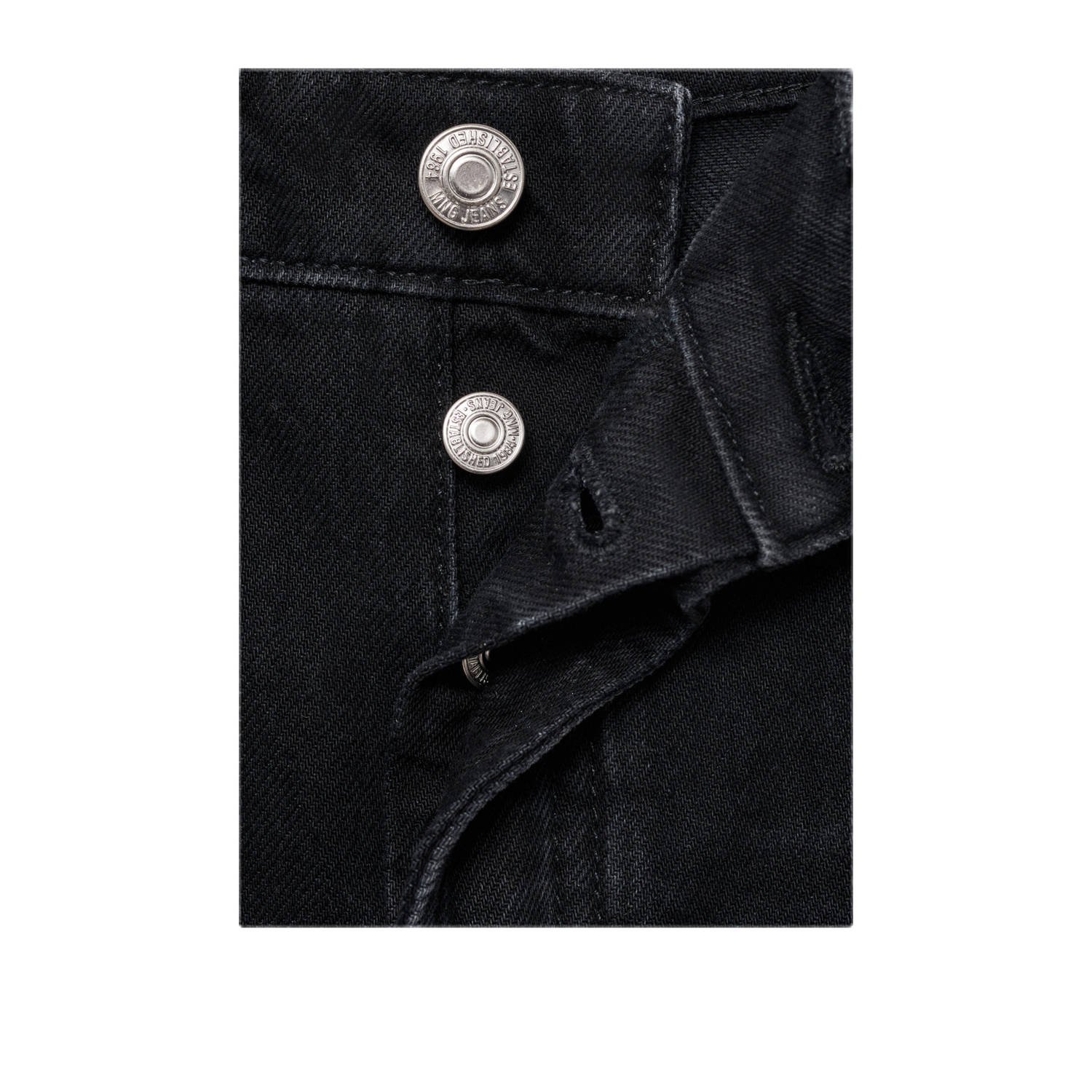 Mango denim straight regular waist short grijs