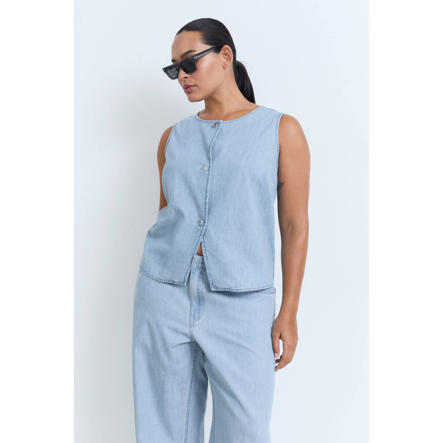 Mango wide leg jeans light blue denim