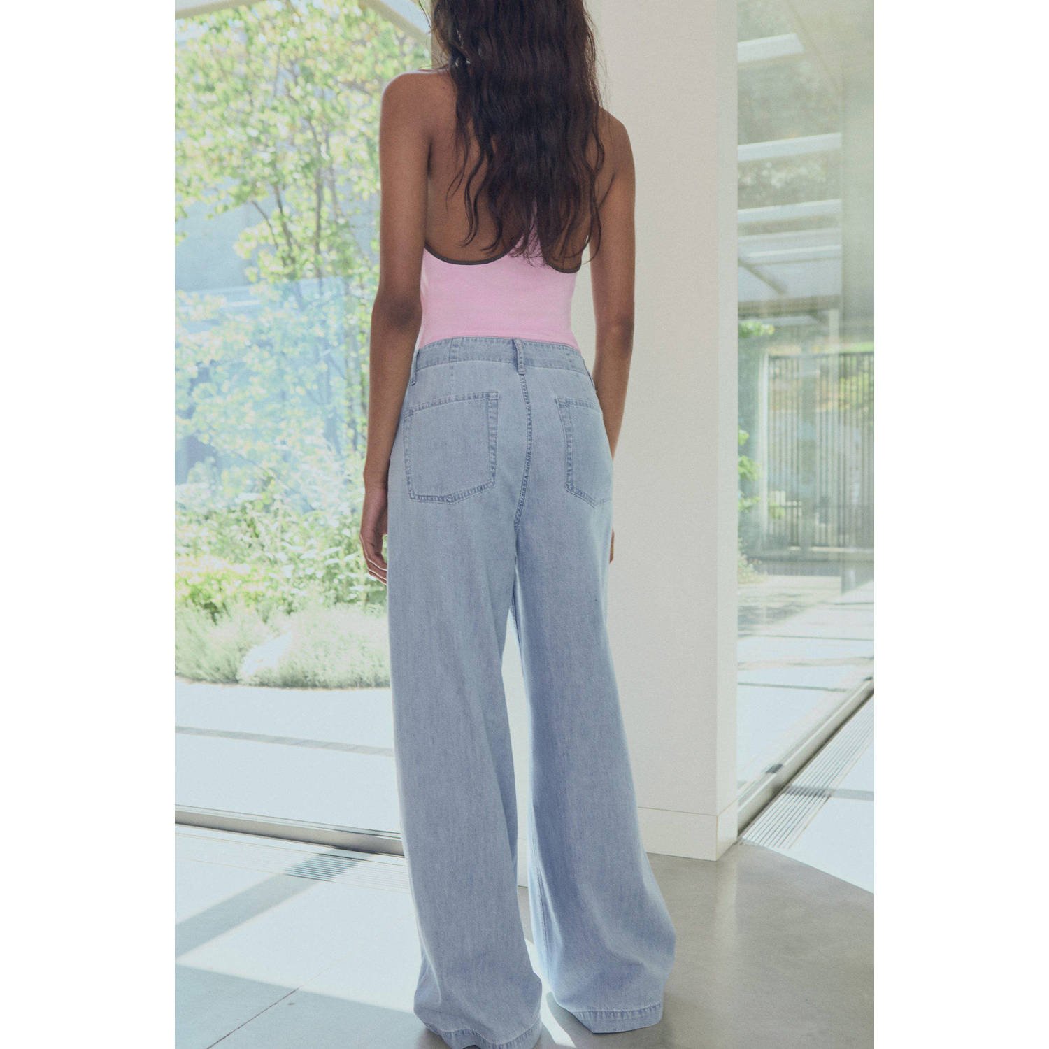 Mango wide leg jeans light blue denim