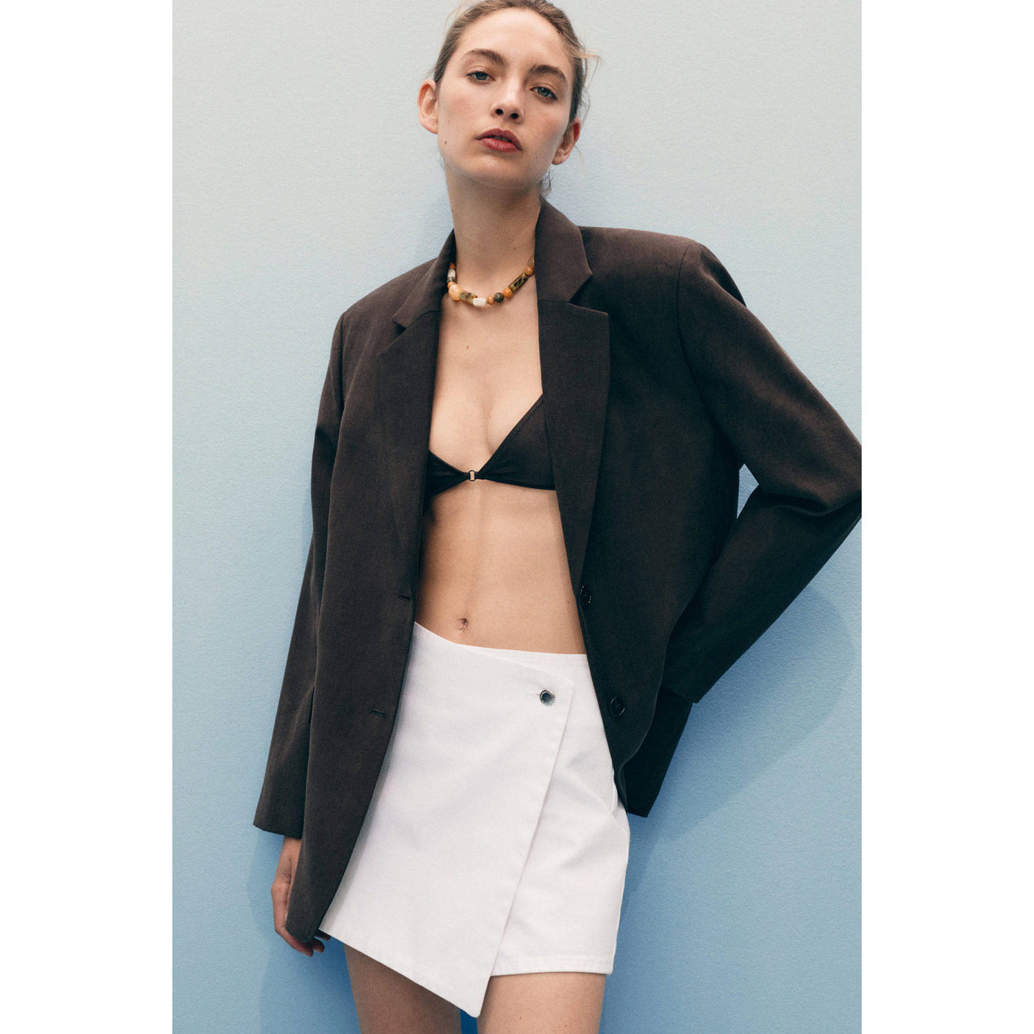 Mango denim skort wit