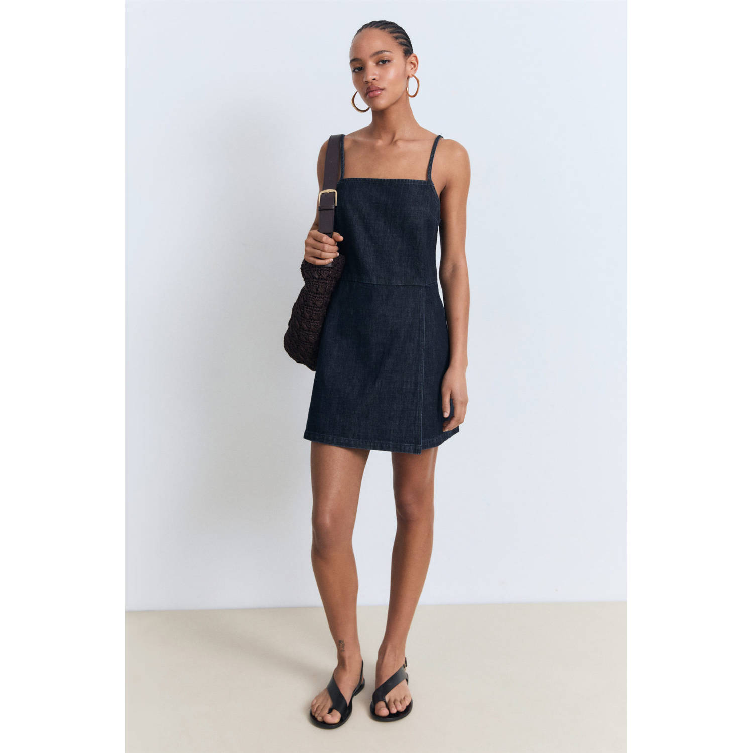 Mango denim dark blue denim playsuit