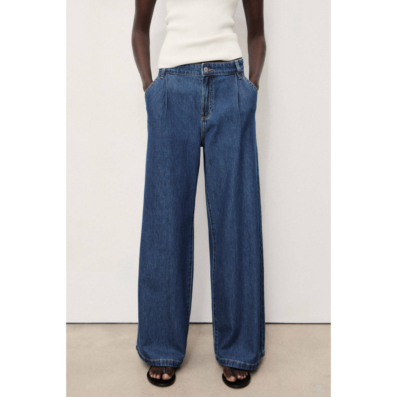 Mango wide leg jeans dark blue denim