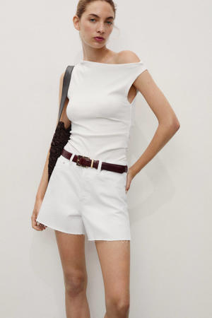 denim wide leg regular waist short wit