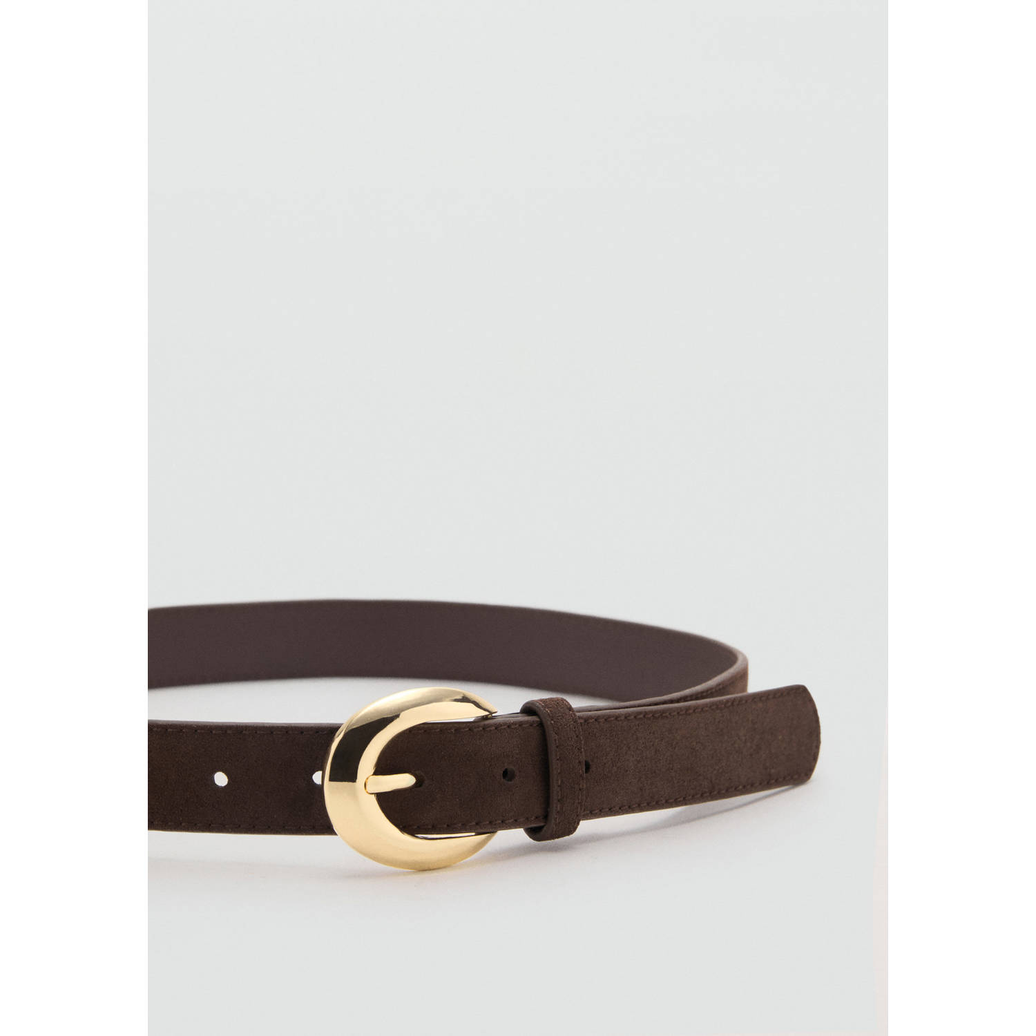 Mango leren riem donkerbruin