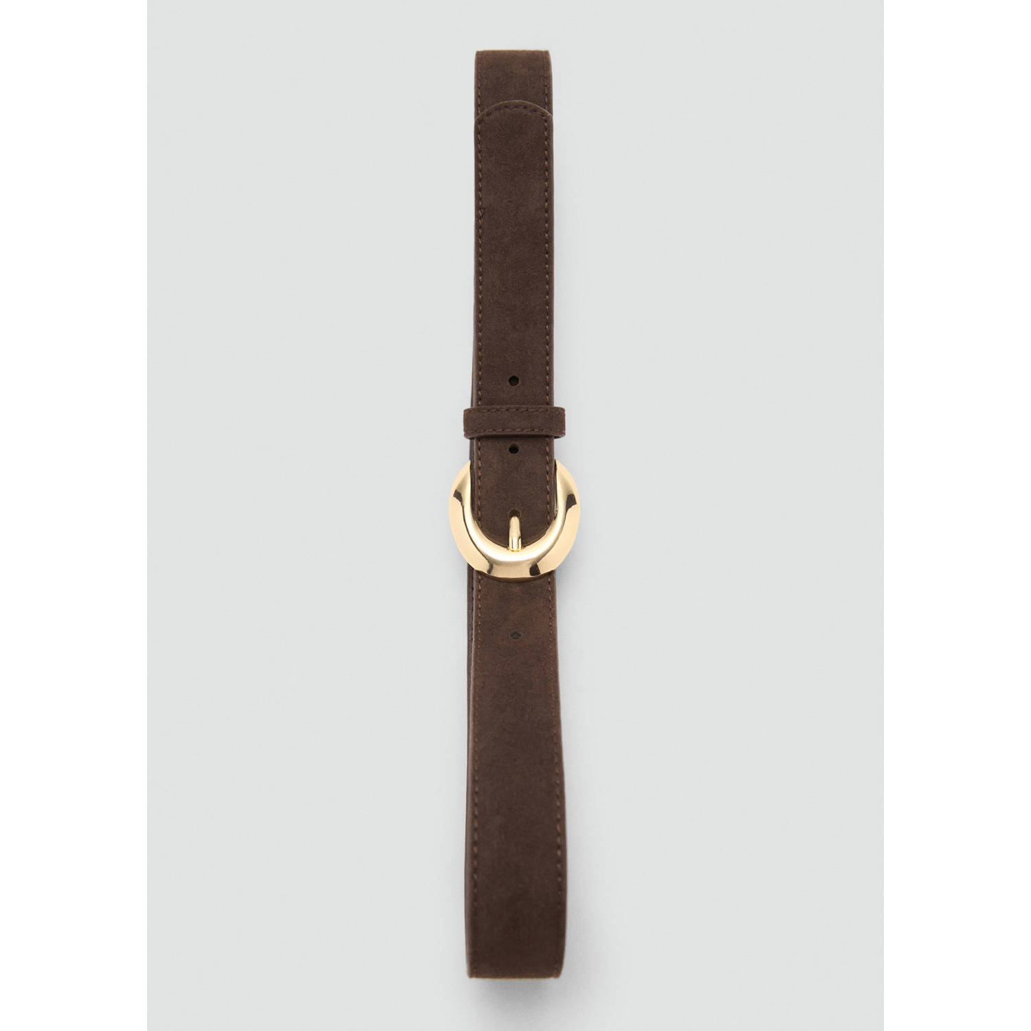 Mango leren riem donkerbruin
