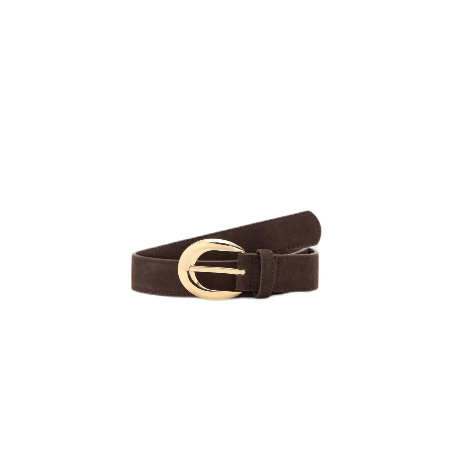 Mango leren riem donkerbruin