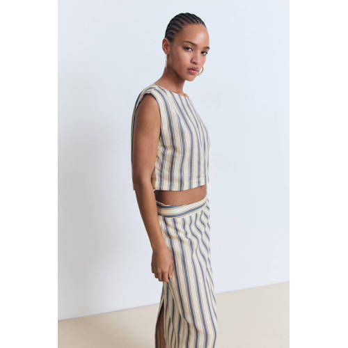Mango linnen midi rok ecru afbeelding