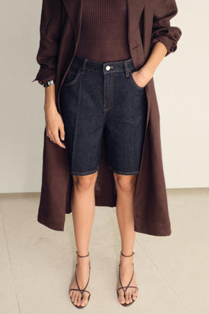 denim straight regular waist short dark blue denim