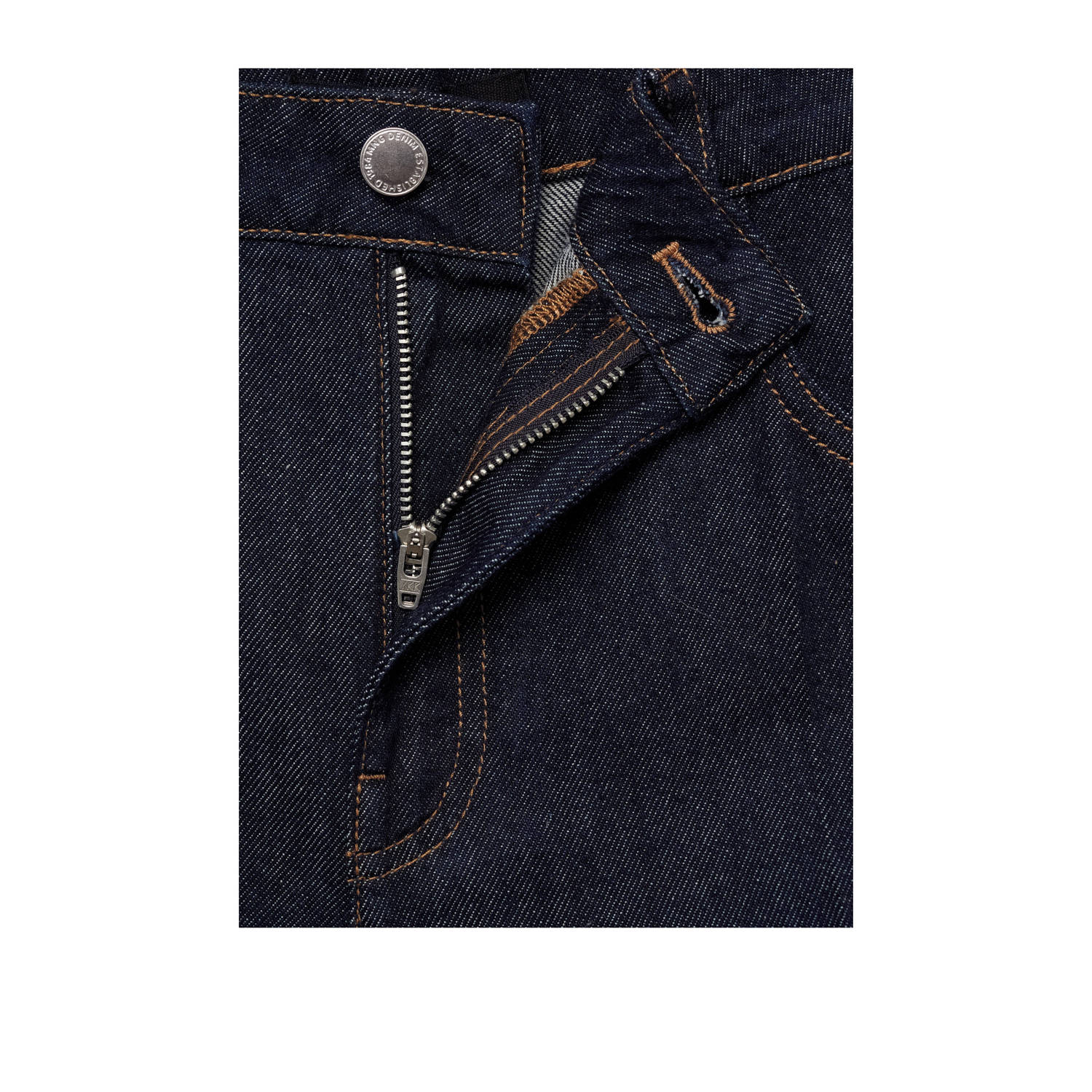 Mango denim straight regular waist short dark blue denim