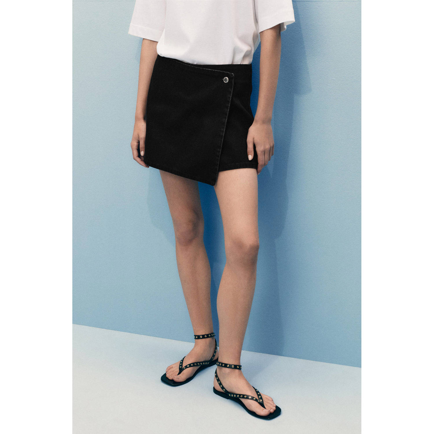 Mango denim skort black denim