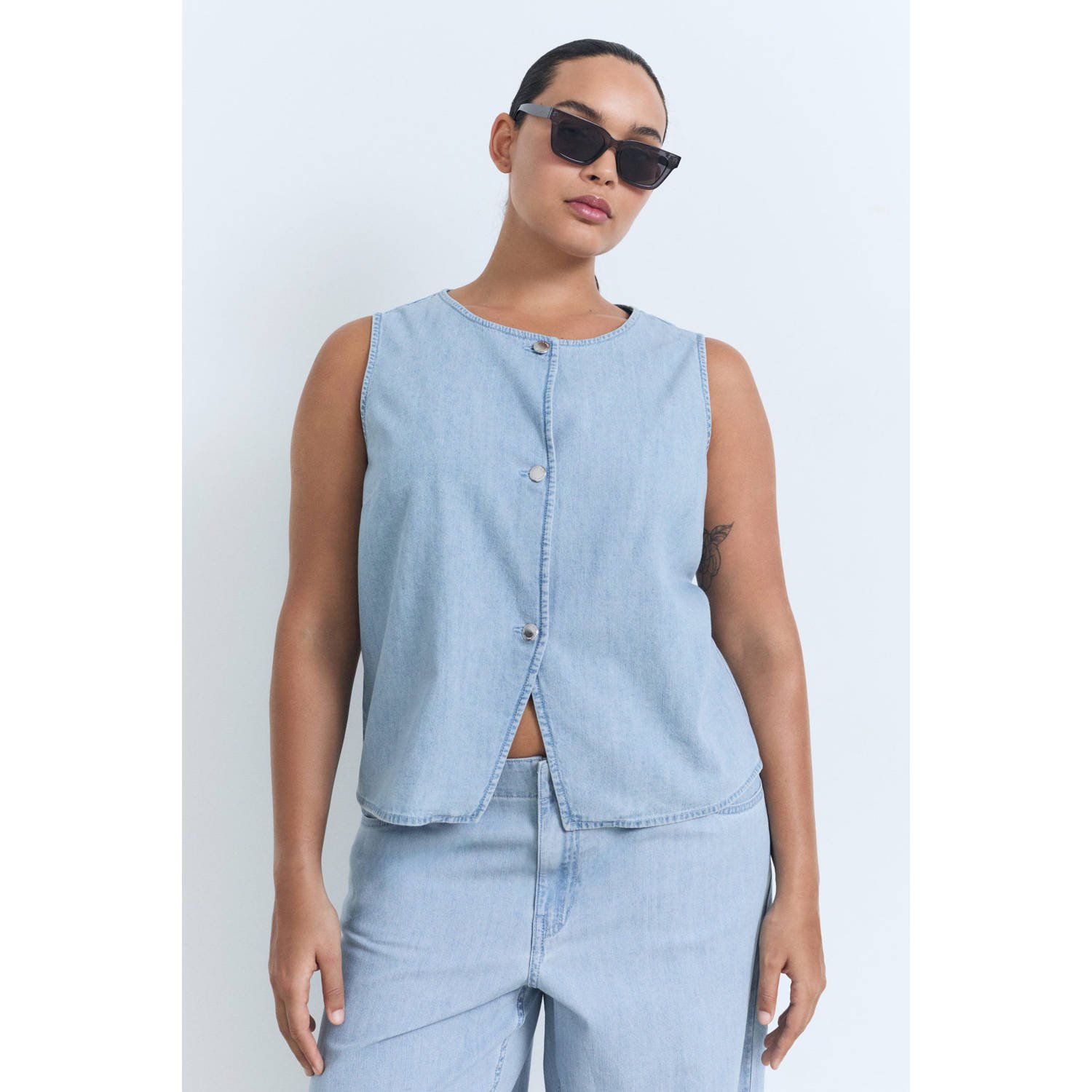 Mango denim gilet light blue denim