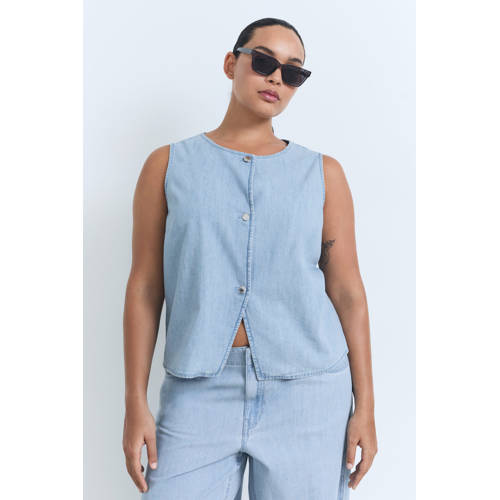 Mango denim gilet light blue denim afbeelding