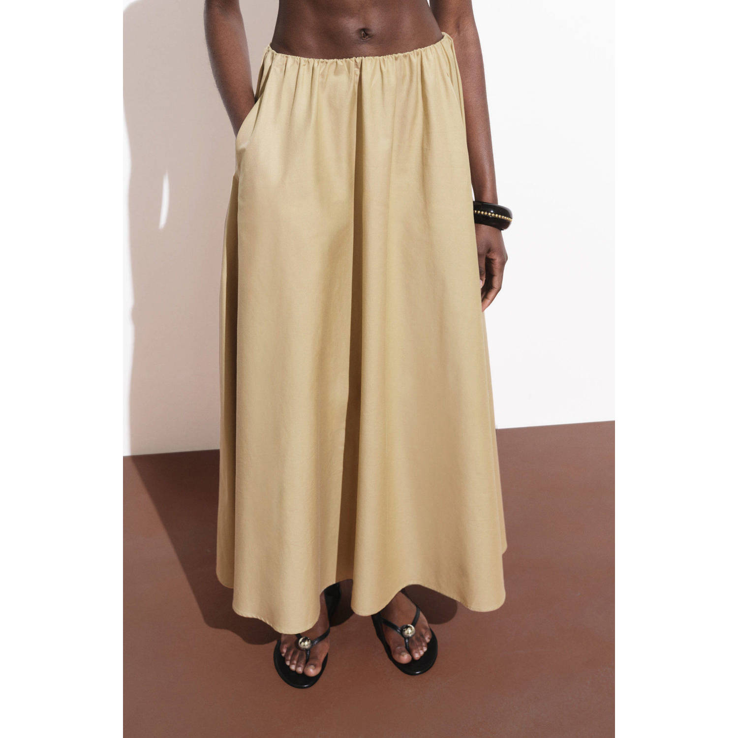 Mango midi rok beige