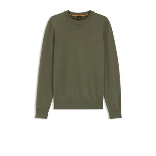 BOSS pullover fijn gebreid kaki afbeelding