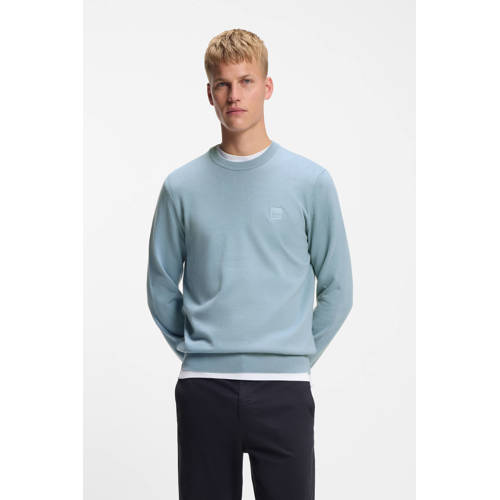 BOSS pullover fijn gebreid lichtblauw afbeelding