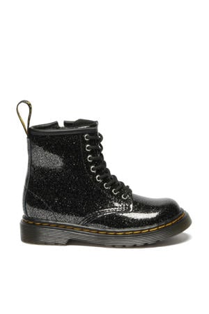 1460 T leren veterboots met glitters zwart