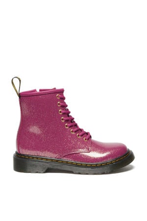 1460 J leren veterboots fuchsia/goud