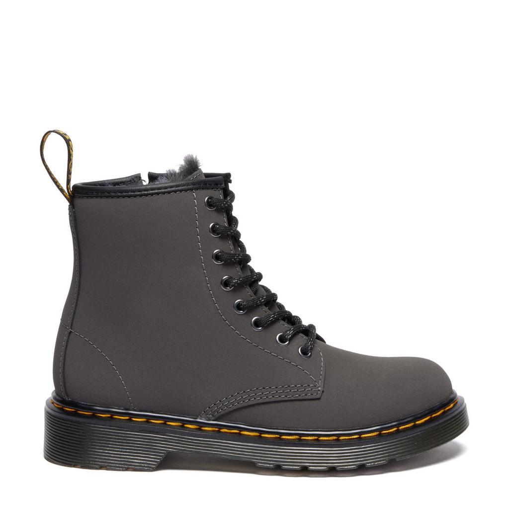 Grijze jongens en meisjes Dr. Martens 1460 Serena J leren veterboots met rits- en vetersluiting