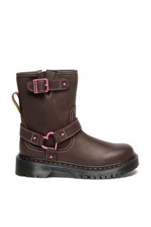 Genaya J leren bikerboots donkerbruin