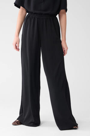 wide leg high waist broek zwart