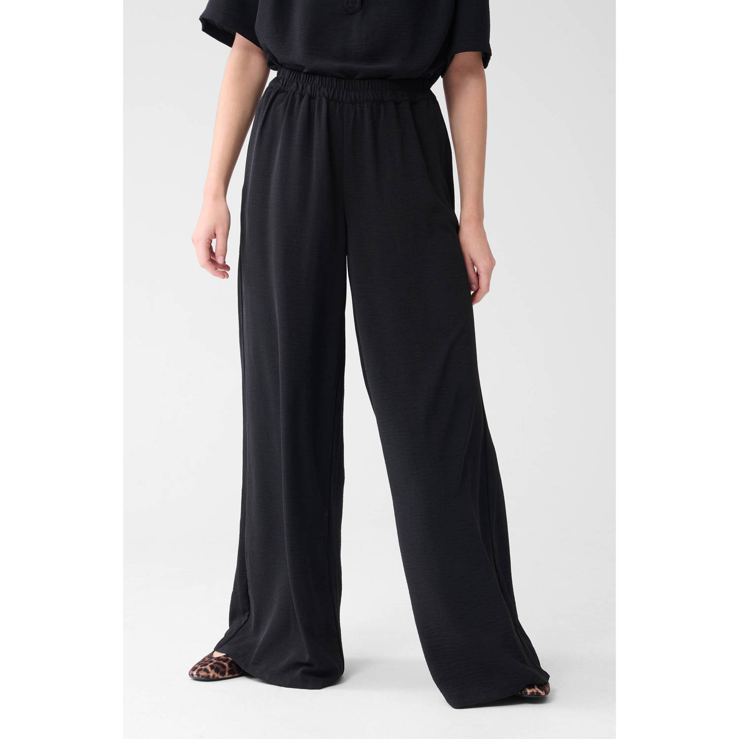 Shoeby wide leg high waist broek zwart