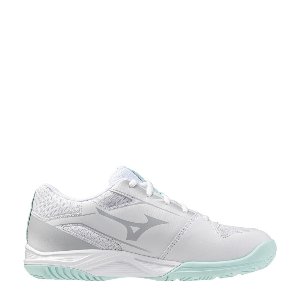 Wit en lichtblauwe jongens en meisjes Mizuno Stealth Star zaalsportschoenen van mesh-pu/voering: mesh/voetbed: eva met veters
