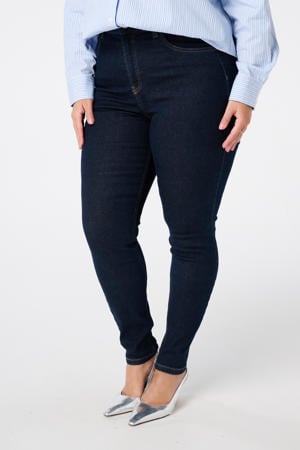 high waist skinny jeans dark blue denim