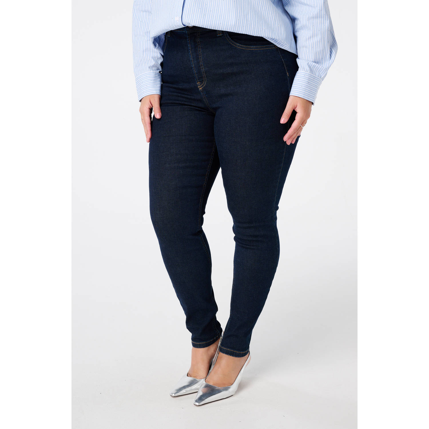 MS Mode high waist skinny jeans dark blue denim