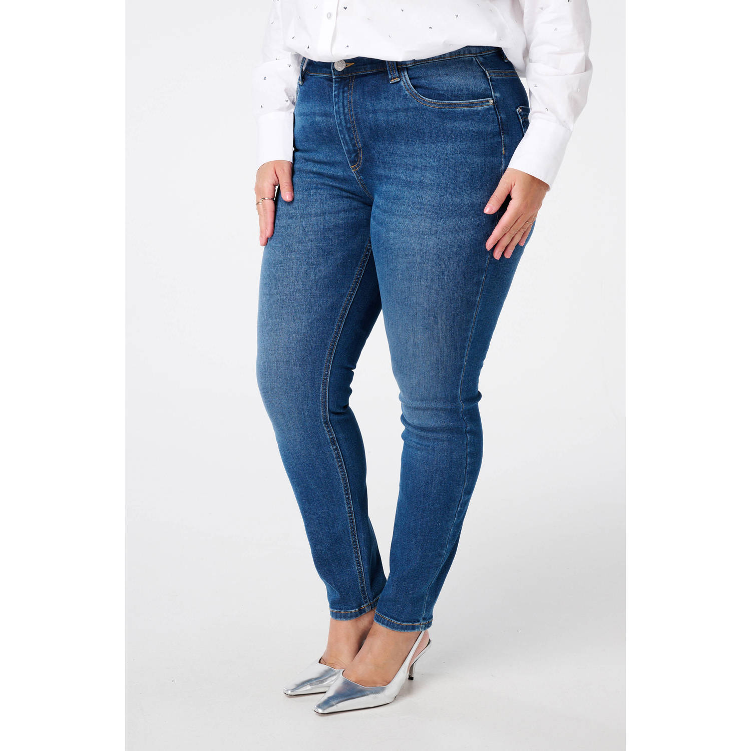 MS Mode high waist slim fit jeans dark blue denim