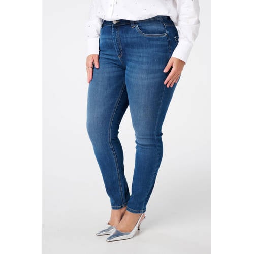MS Mode high waist slim fit jeans dark blue denim afbeelding