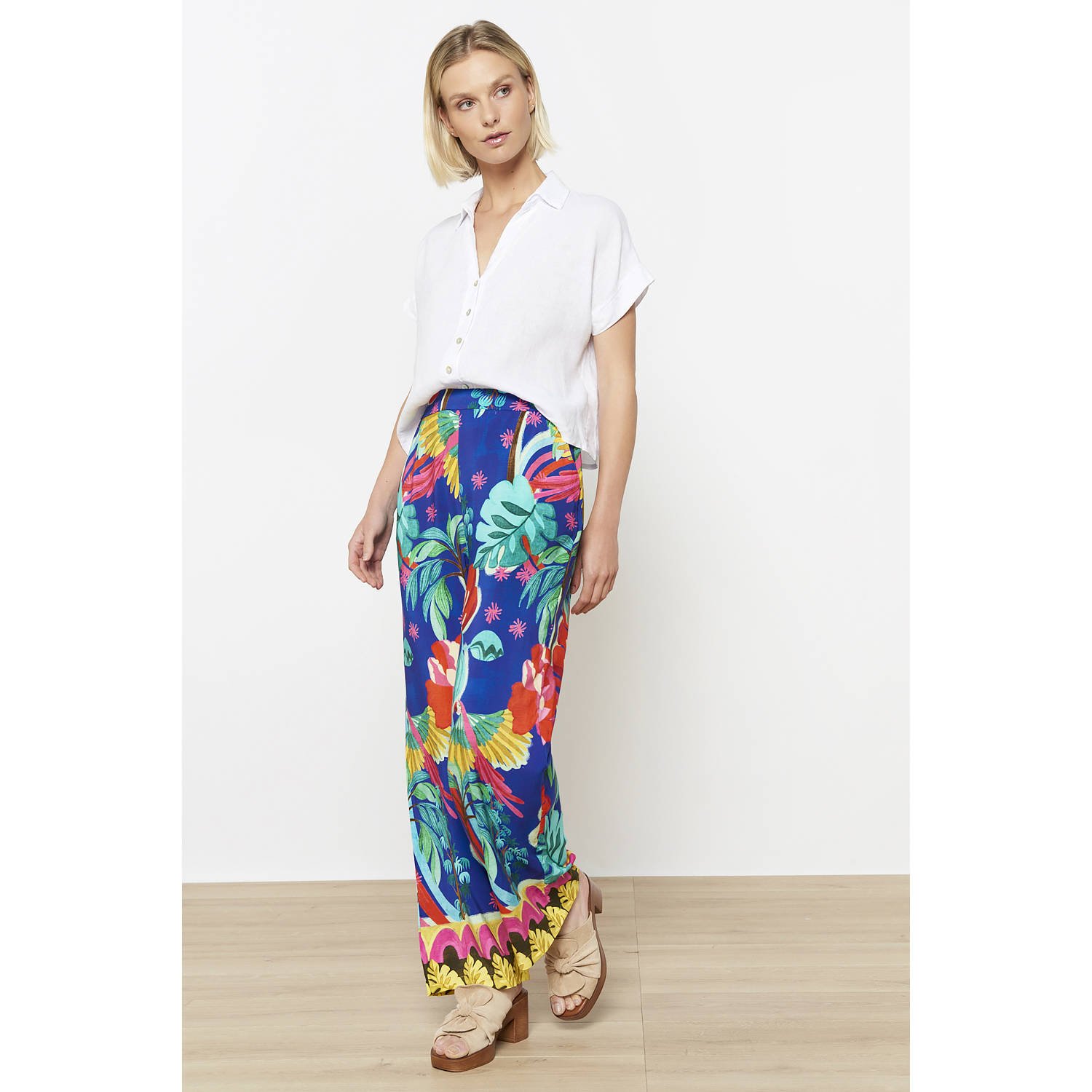 LOLALIZA wide leg regular waist casual broek blauw