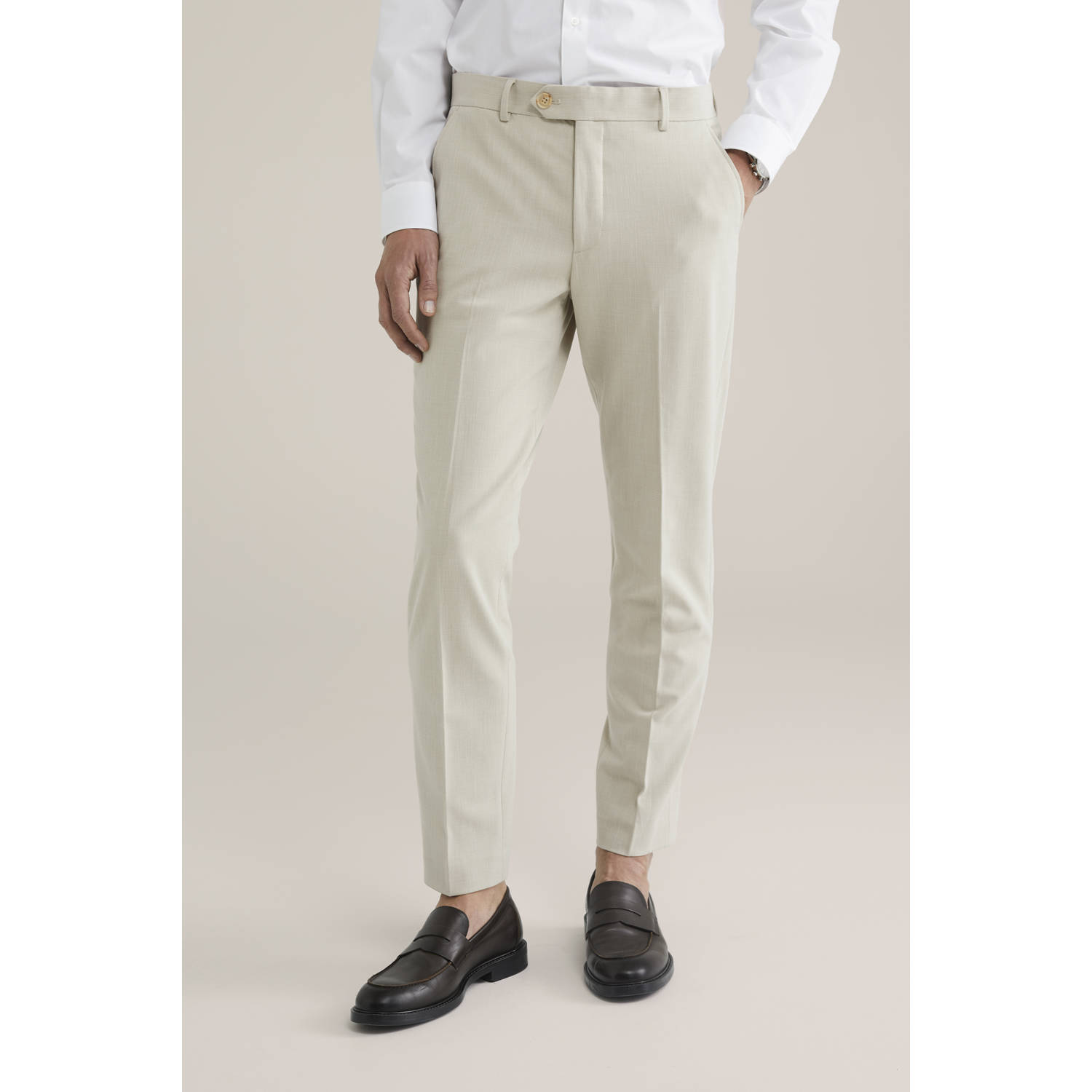 WE Fashion slim pantalon zand